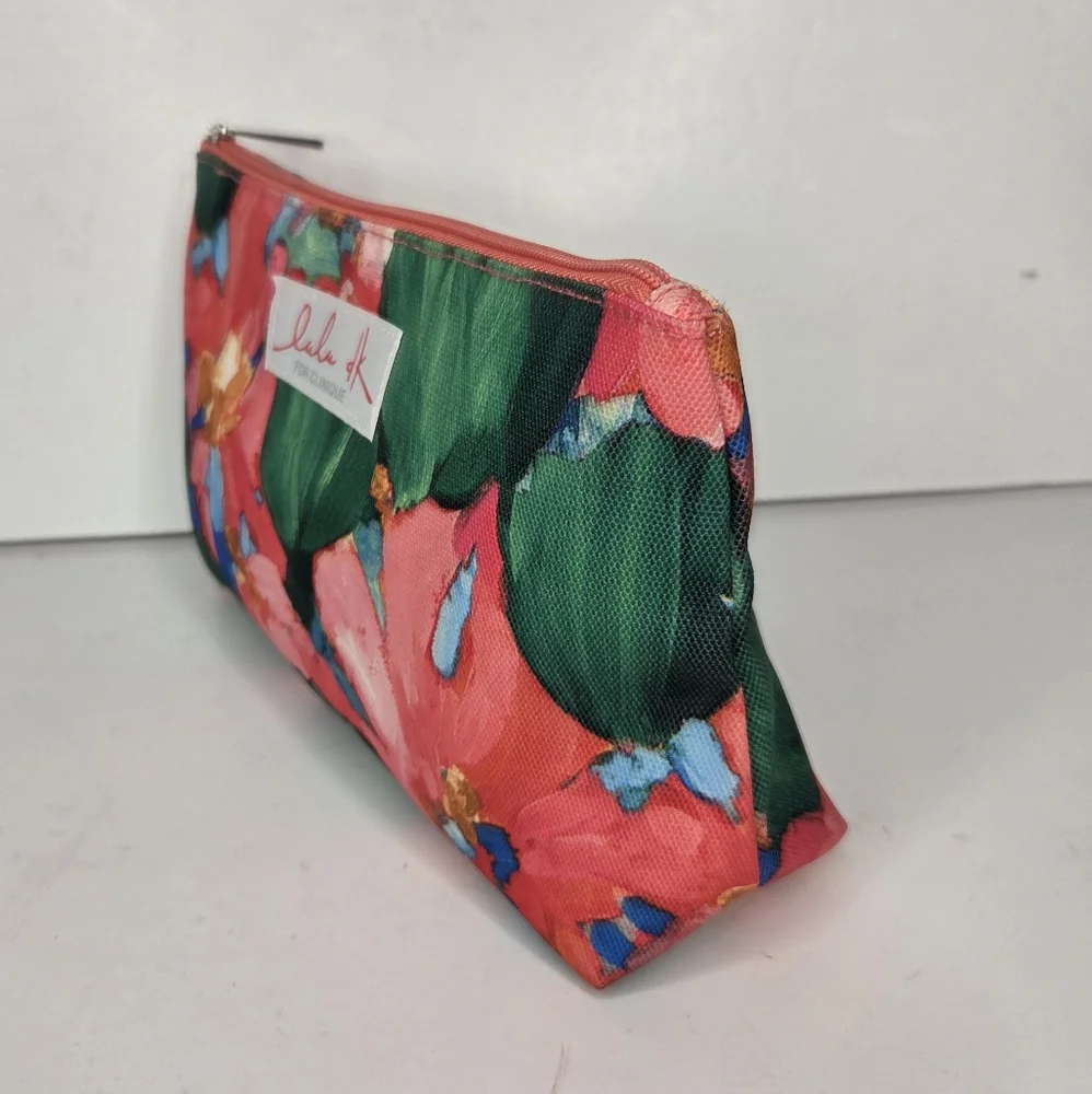 Lulu + Clinique Tropical‎ Colorful Floral Cosmetic Pouch Makeup Bag